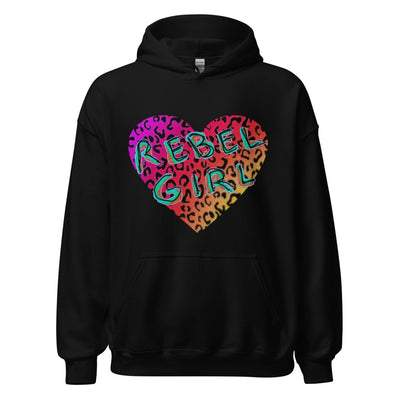 Rebel Girl Leopard Heart Ladies Hoodie