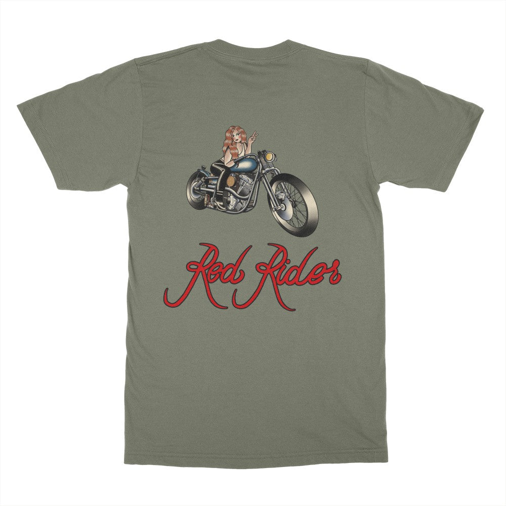 Red Rider Men's Premium Heavy Weight Cotton Crewneck Tee (Back Design)