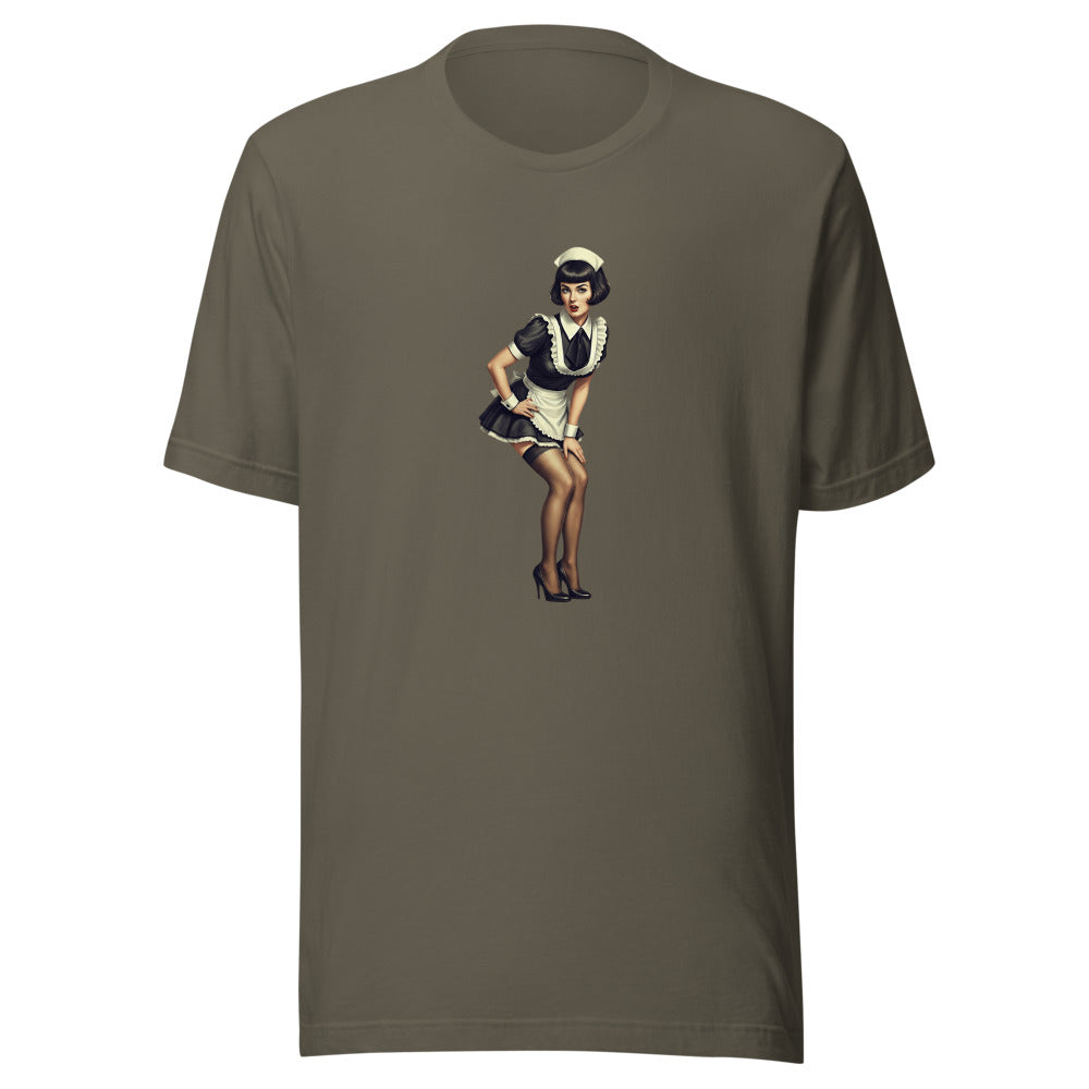 Retro French Maid with Bobbed Hairstyle T-Shirt