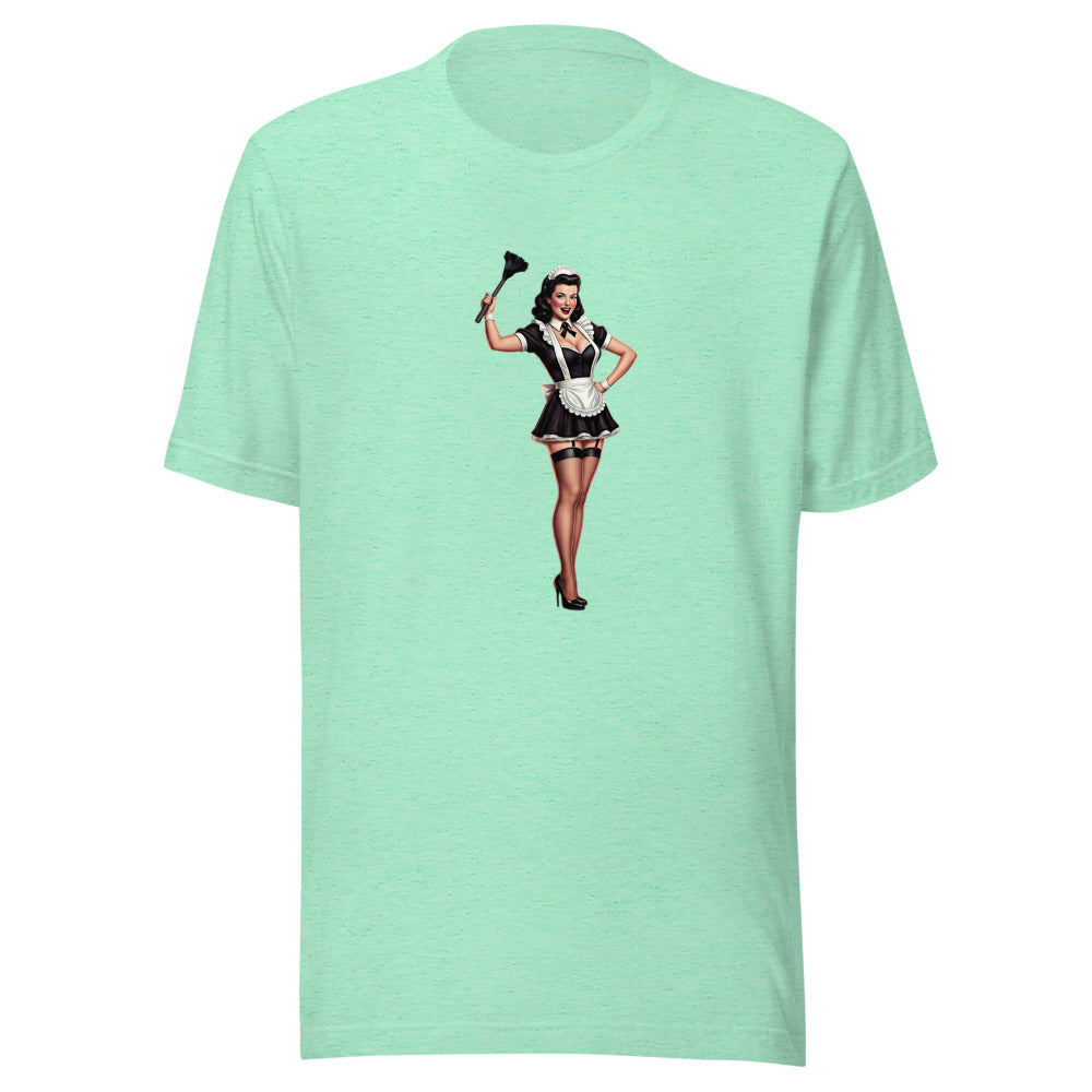 Retro French Maid with Feather Duster T-Shirt