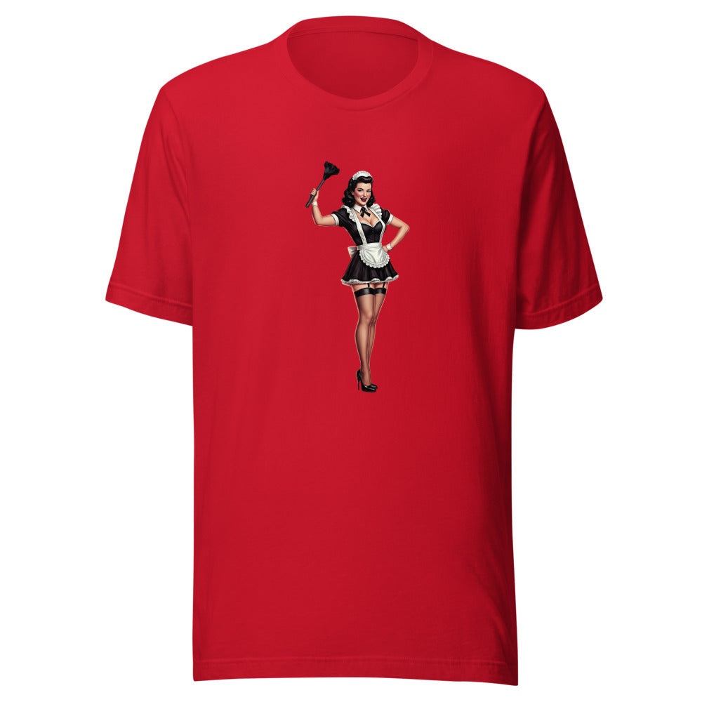 Retro French Maid with Feather Duster T-Shirt