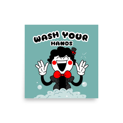 Toy Carlos poster say wash your hand