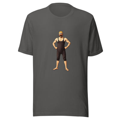 Victorian Swimmer T-Shirt, Vintage Man with Handlebar Moustache in 1800s Swimsuit
