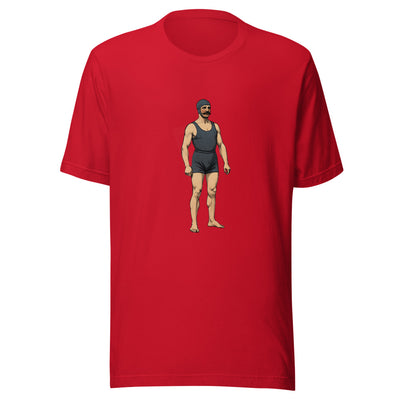 Victorian Swimmer T-Shirt, Vintage Man with Swim Cap in 1800s Swimsuit