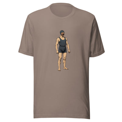 Victorian Swimmer T-Shirt, Vintage Man with Swim Cap in 1800s Swimsuit