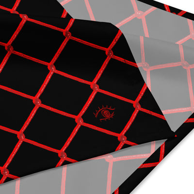 Black Red "chain link fence" Bandana