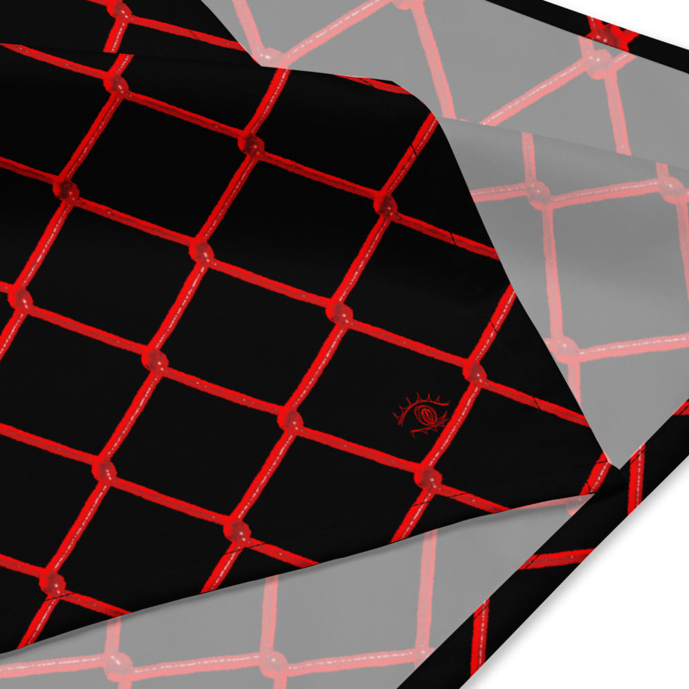 Black Red "chain link fence" Bandana