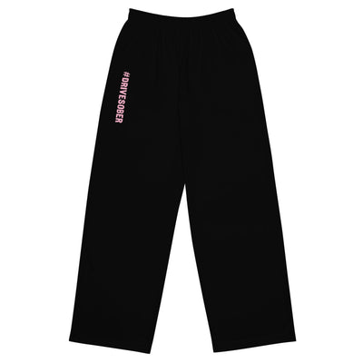 #drivesober pink and black wide leg sweats