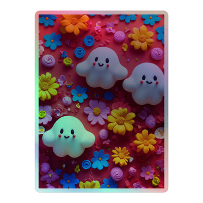 effect of cute clay ghosts and flowers