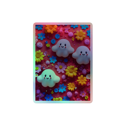effect of cute clay ghosts and flowers