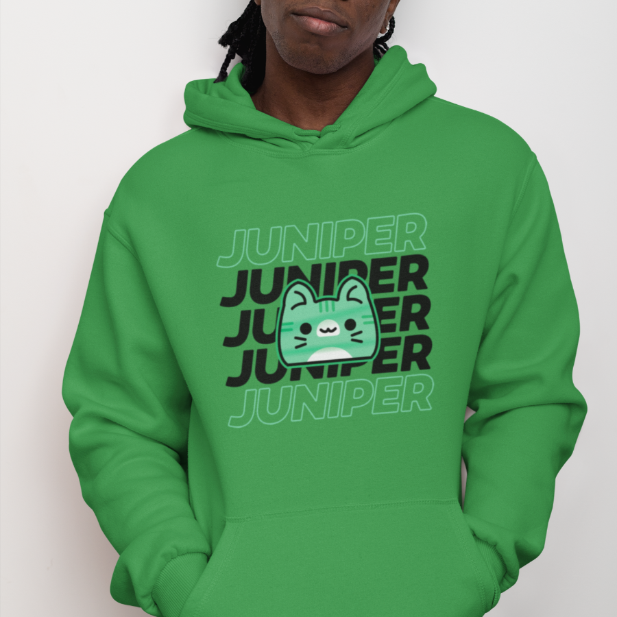 Juniper Black Text with Cat Hoodie