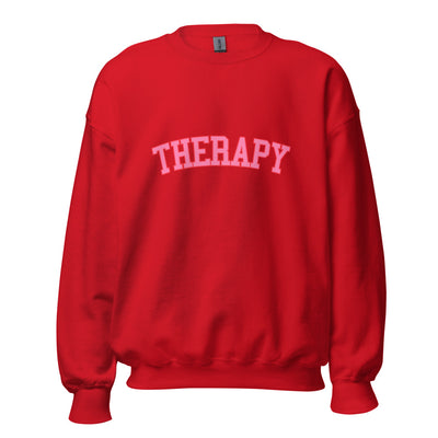 "Therapy" Sweatshirt in Red or Gray