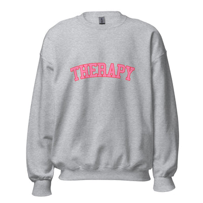 "Therapy" Sweatshirt in Red or Gray