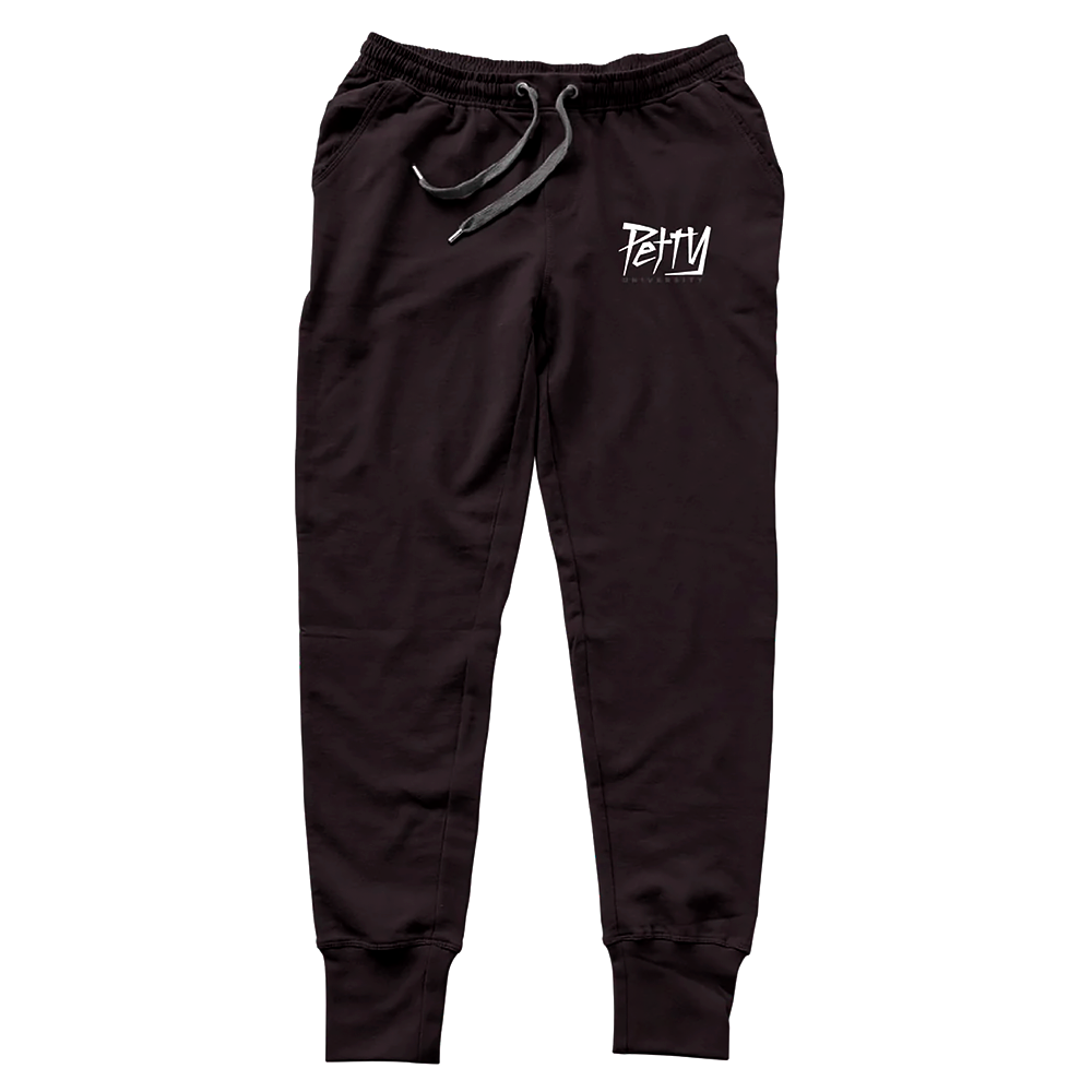 PETTY UNIVERSITY EMBROIDERED BLACK JOGGERS