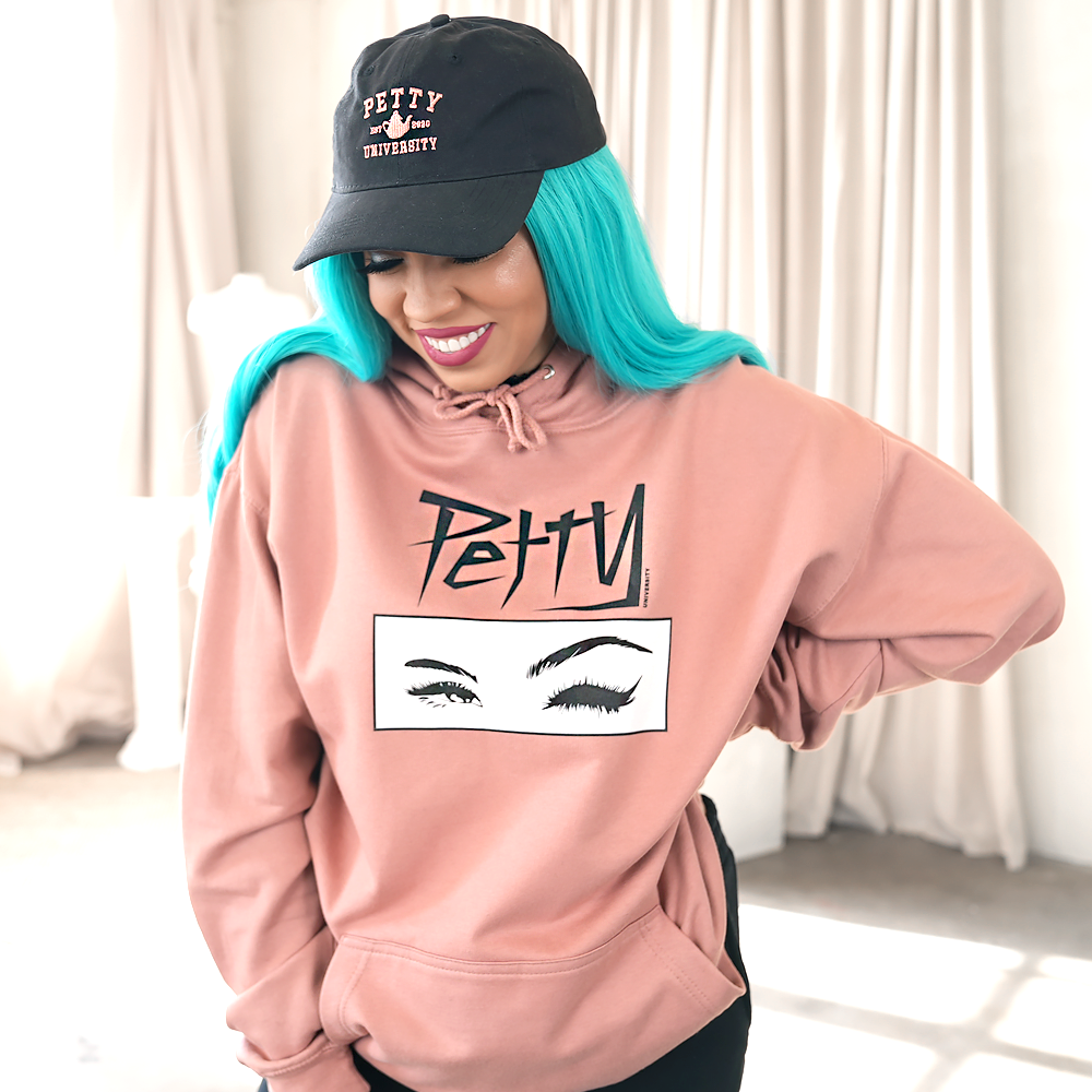 SWOOP - PETTY EYES DUSTY PINK HOODIE – Crowdmade