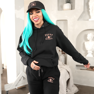 PETTY KETTLE EMBROIDERED BLACK HOODIE