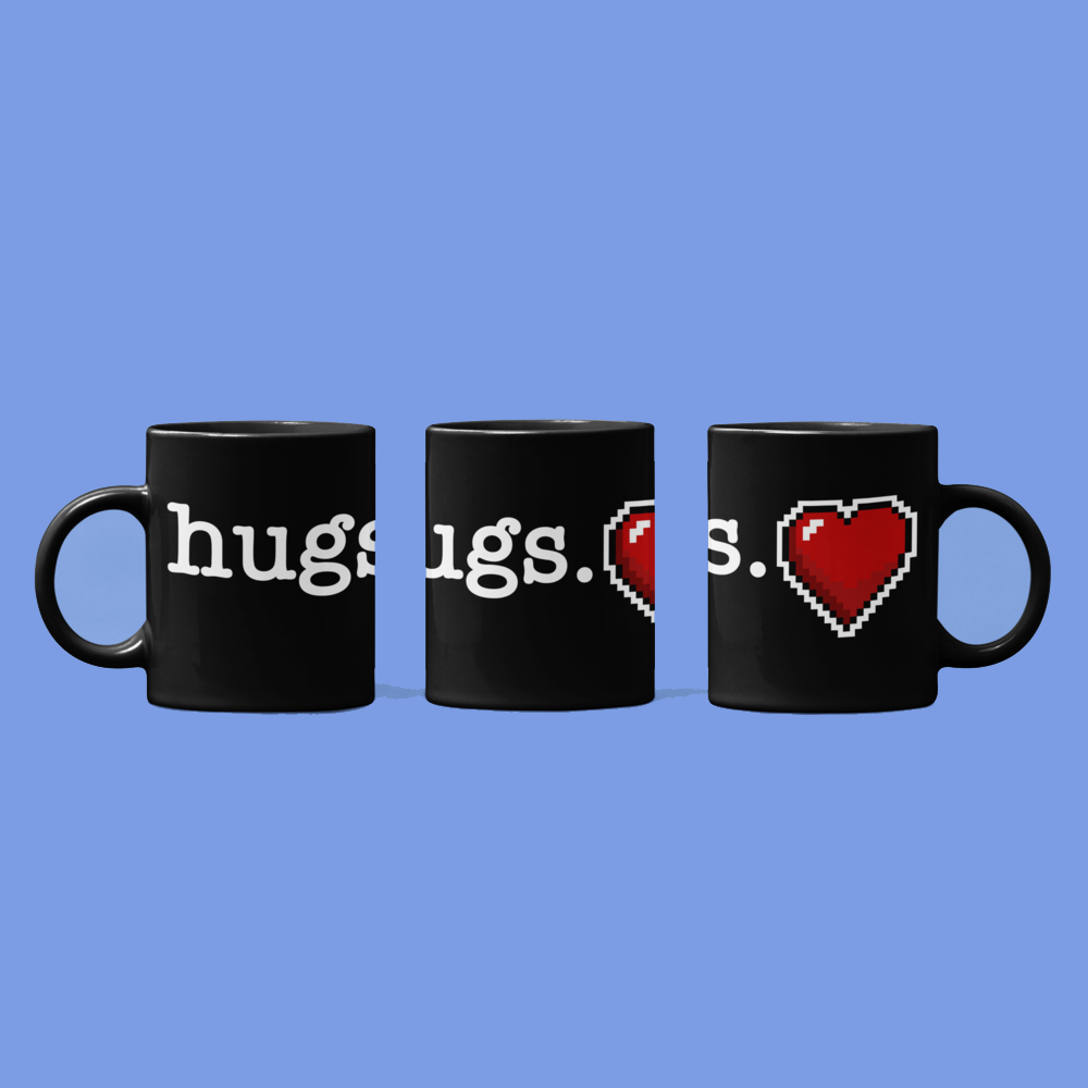 Hugs. Heart Black Mug
