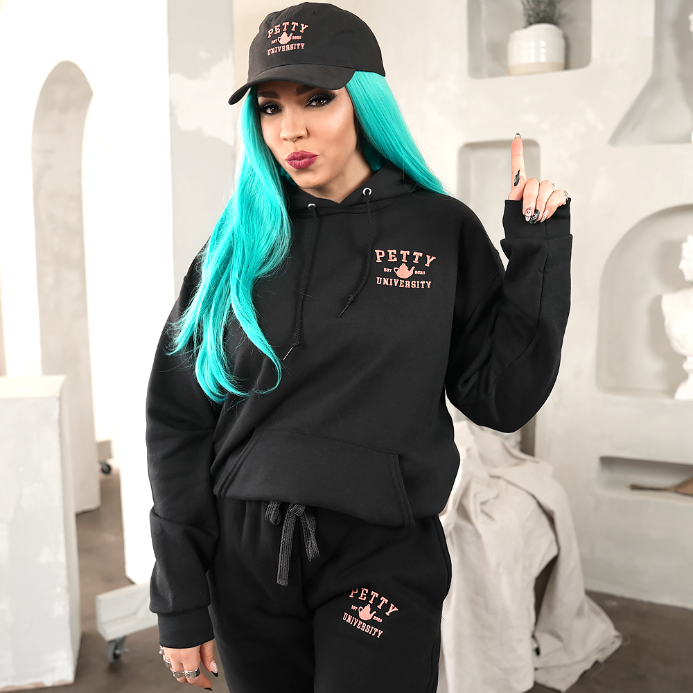 PETTY KETTLE EMBROIDERED BLACK HOODIE