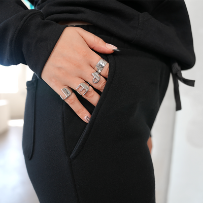 PETTY UNIVERSITY EMBROIDERED BLACK JOGGERS