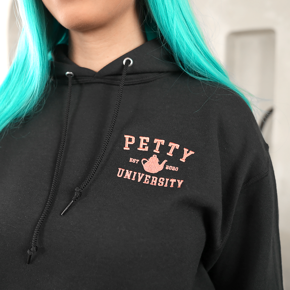 PETTY KETTLE EMBROIDERED BLACK HOODIE