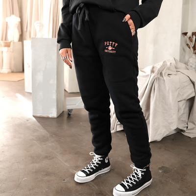 PETTY KETTLE EMBROIDERED BLACK JOGGERS