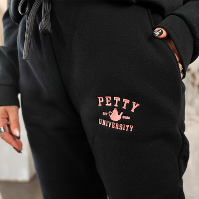PETTY KETTLE EMBROIDERED BLACK JOGGERS