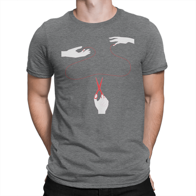The Red String of Fate - Unisex T-Shirt Dark Grey Heather
