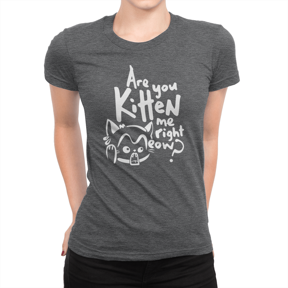 Are You Kitten Me - Ladies T-Shirt Dark Grey Heather
