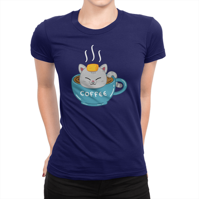 Coffee Cup Ladies Shirt Navy