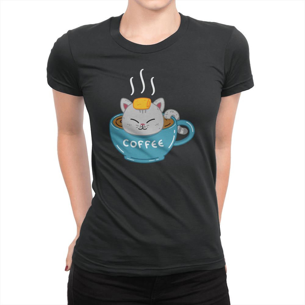 Coffee Cup Ladies Shirt Black