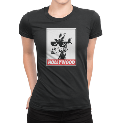 Hollywood Giraffe Ladies Shirt Black
