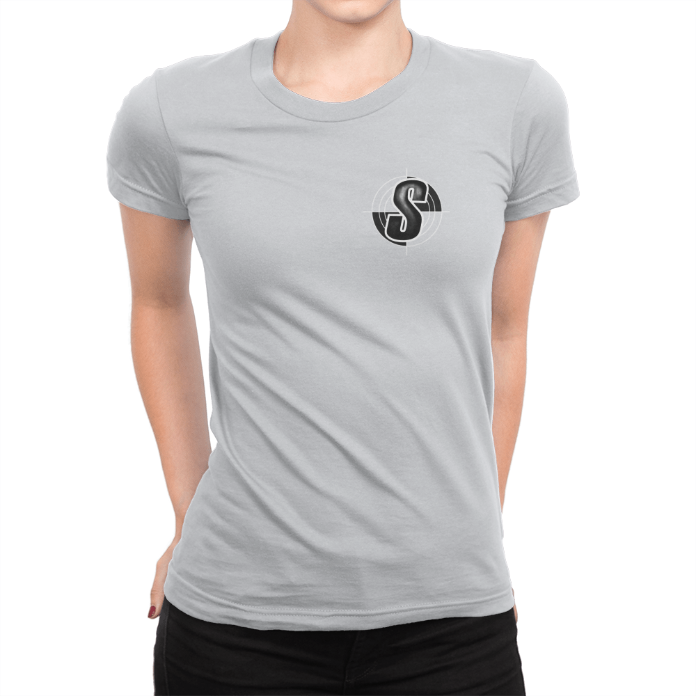 Shoddy Cast Pocket Logo - Ladies T-Shirt Ash