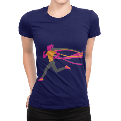 Female Runner - Ladies T-Shirt Navy