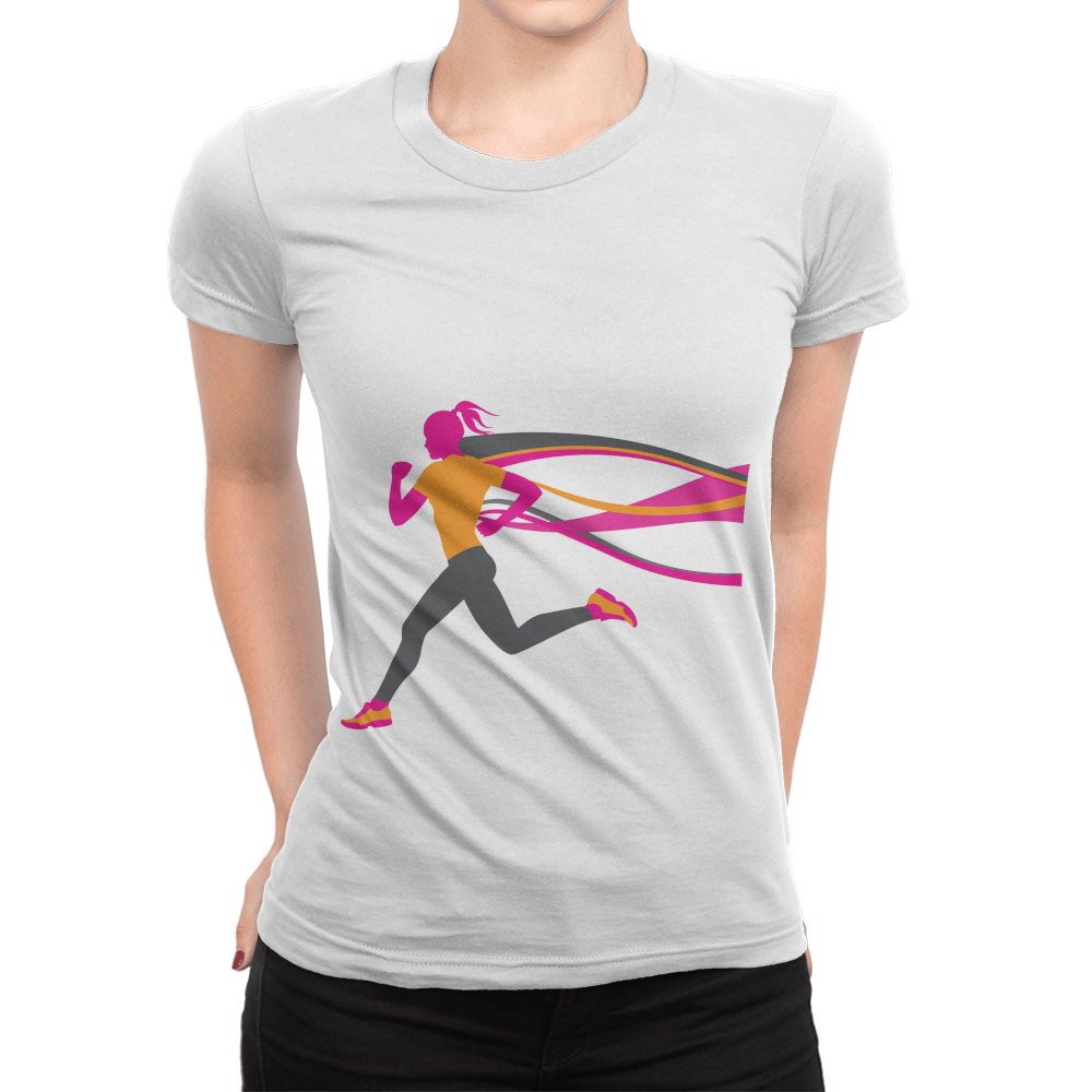 Female Runner - Ladies T-Shirt Solid White Blend