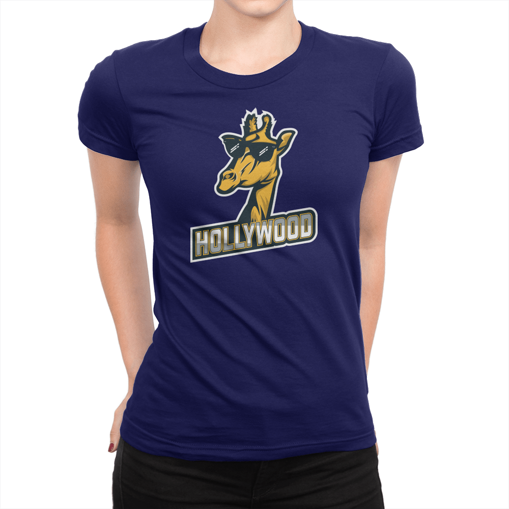 London Hollywood Giraffe - Ladies T-Shirt Navy