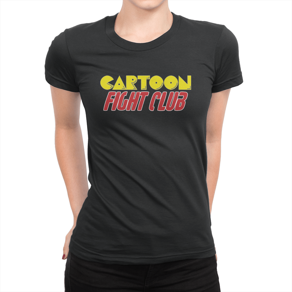 Cartoon Fight Club - Ladies T-Shirt Black