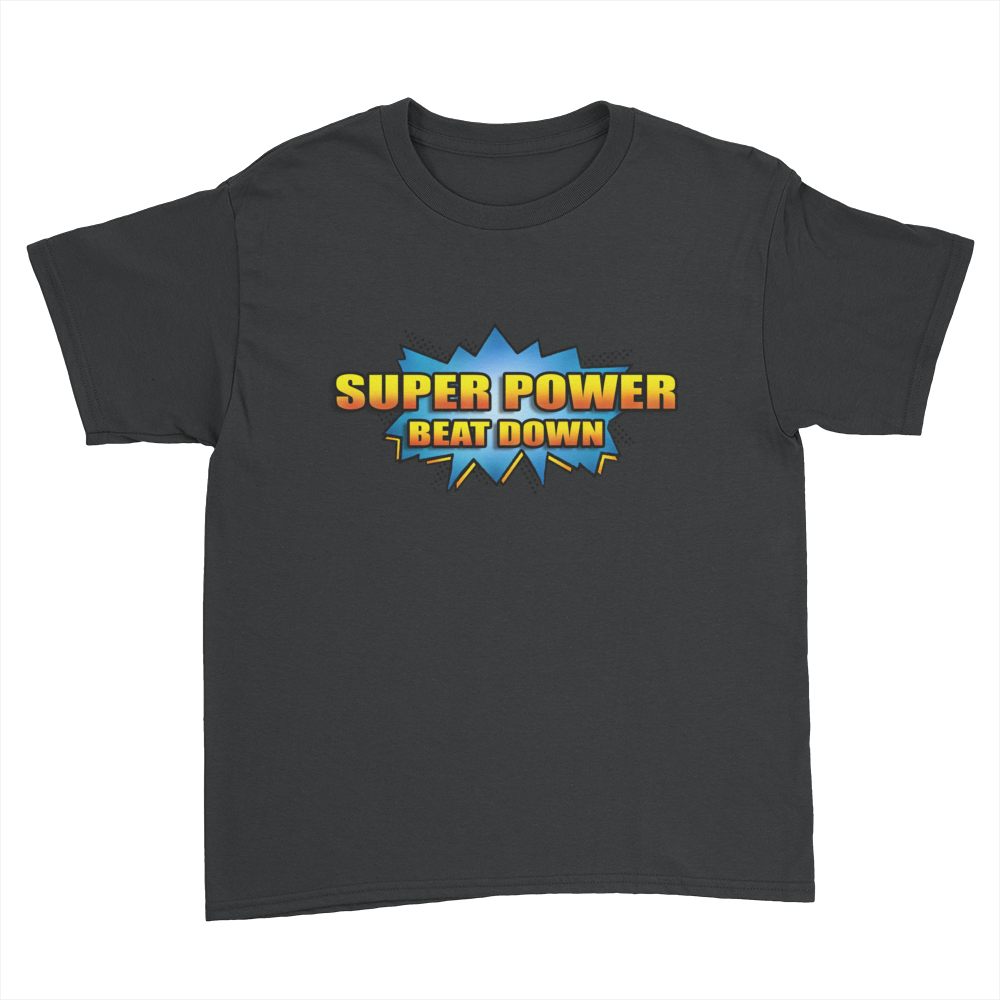 Super Power Beat Down - Kids Youth T-Shirt Black