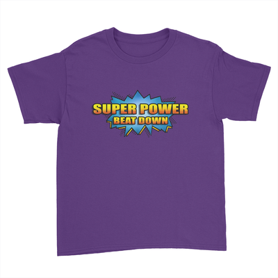 Super Power Beat Down - Kids Youth T-Shirt Purple