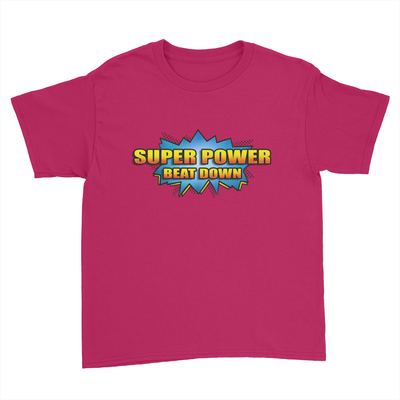 Super Power Beat Down - Kids Youth T-Shirt Red