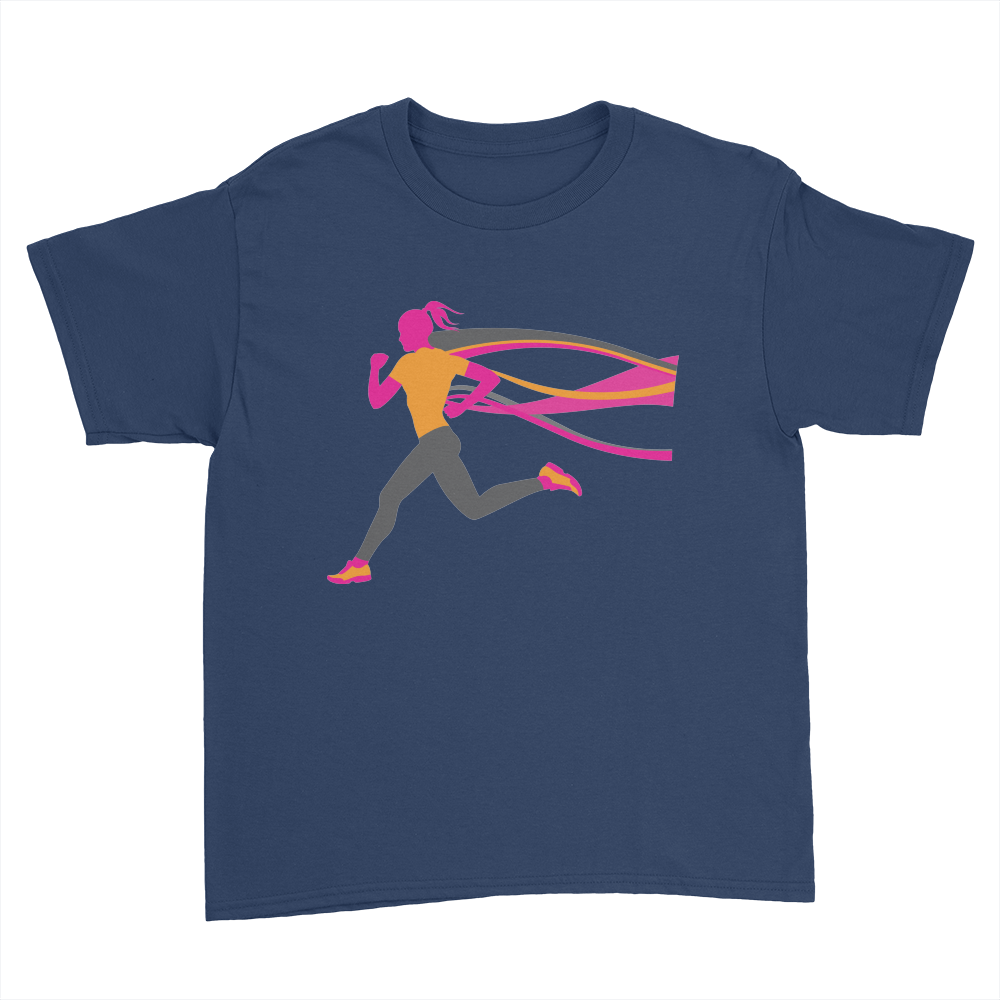Female Runner - Kids Youth T-Shirt Navy