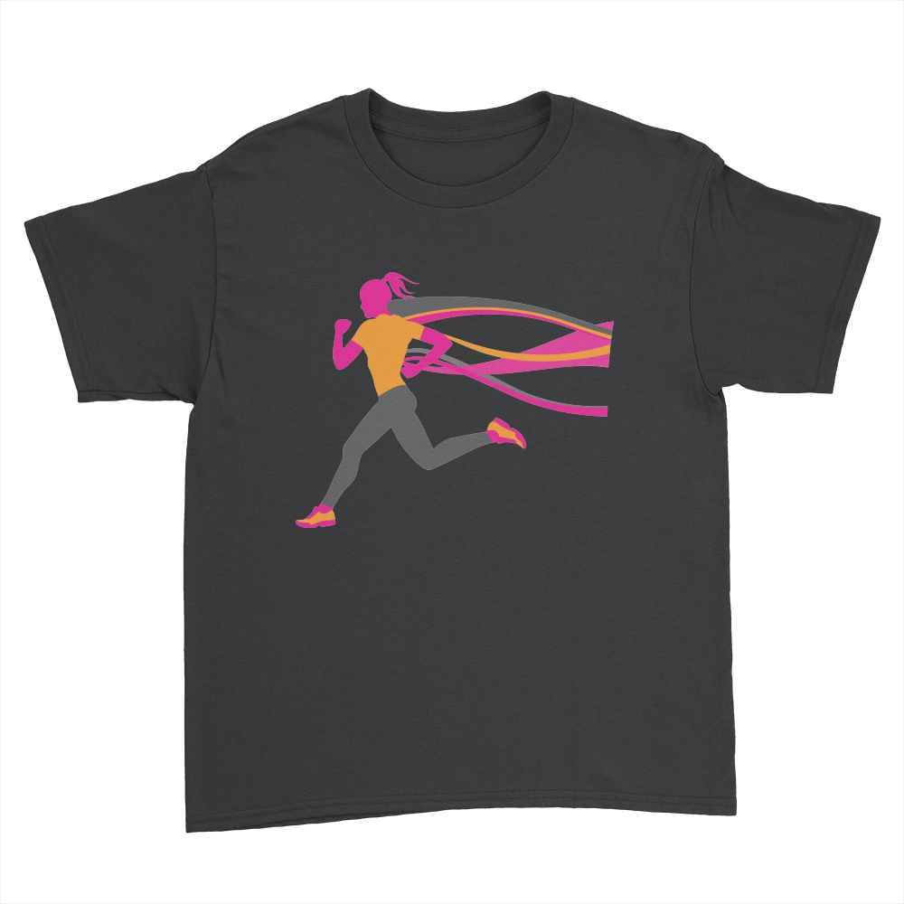 Female Runner - Kids Youth T-Shirt Black