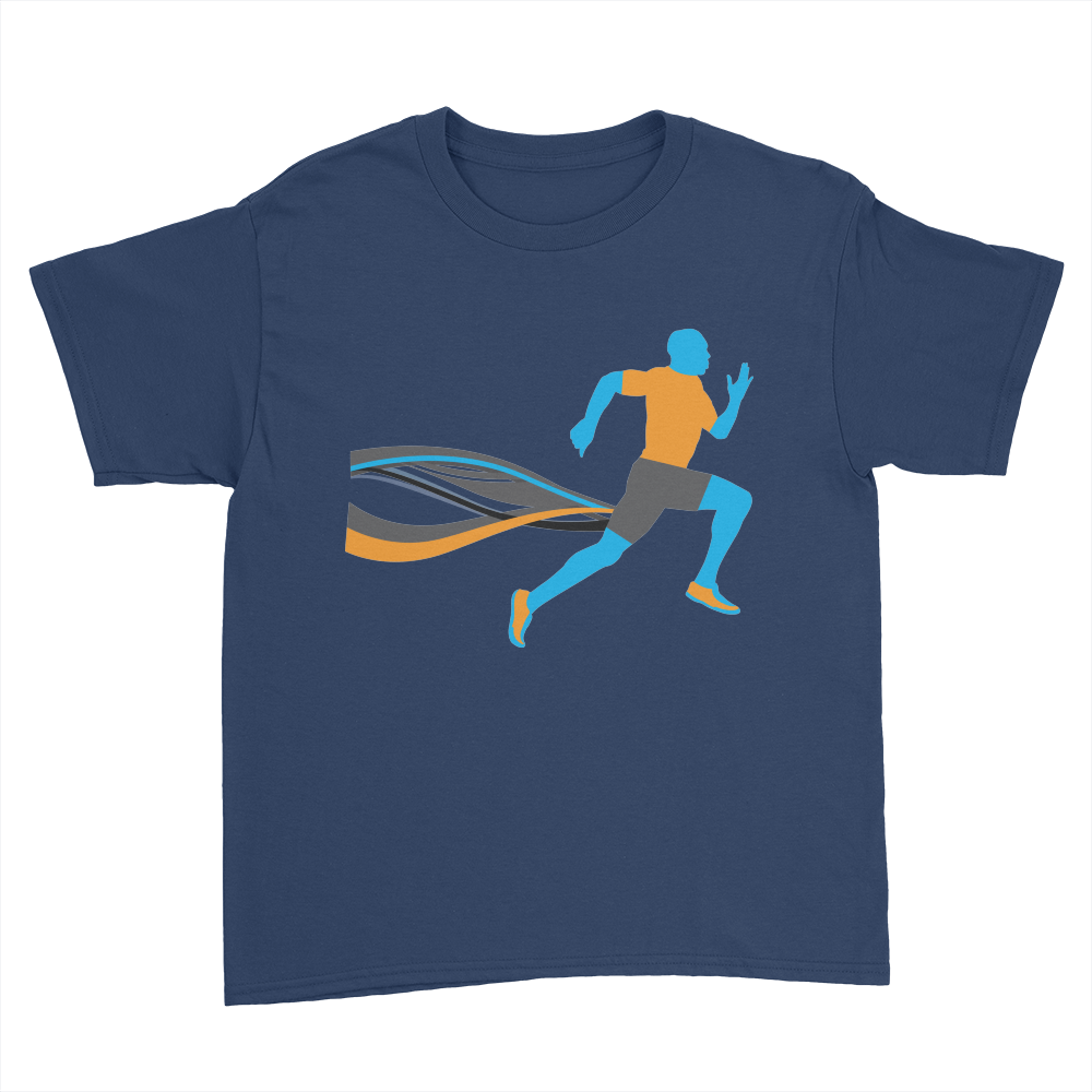 Male Runner - Kids Youth T-Shirt Navy