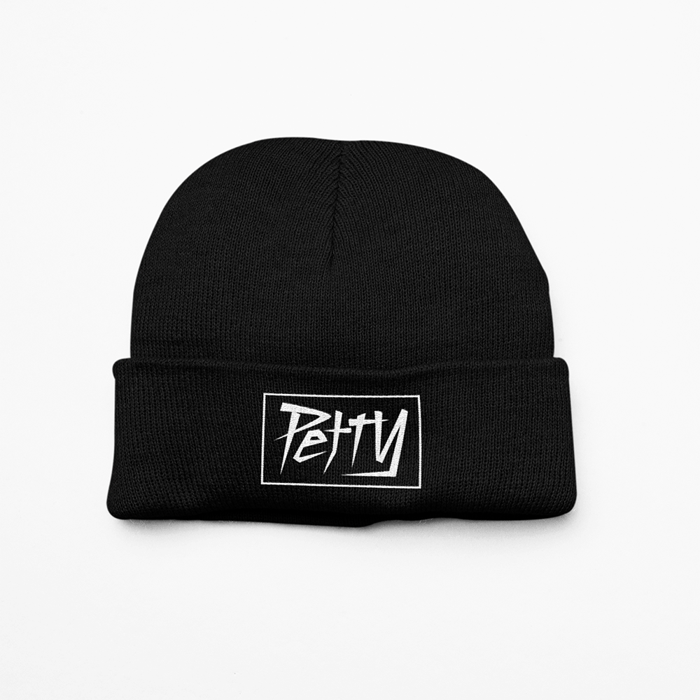 PETTY EMBROIDERED BLACK BEANIE
