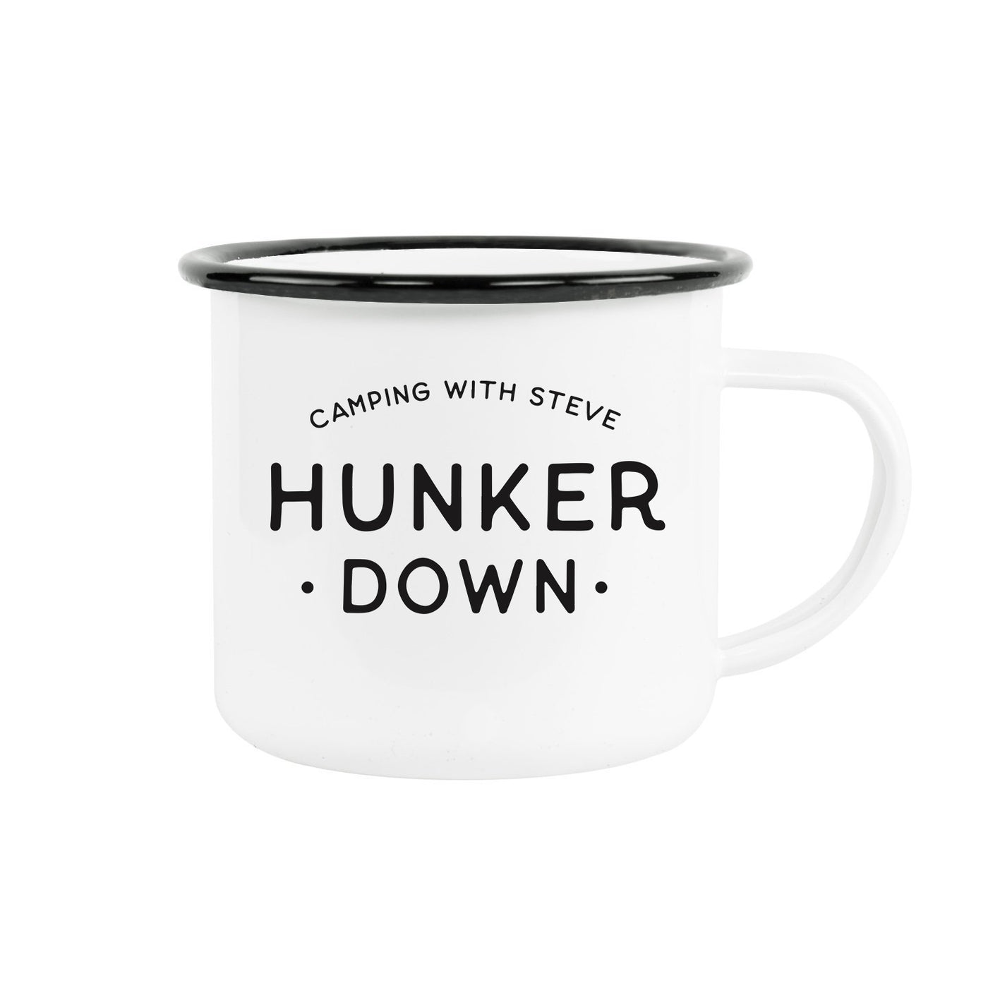 Hunker Down Enamel Cup