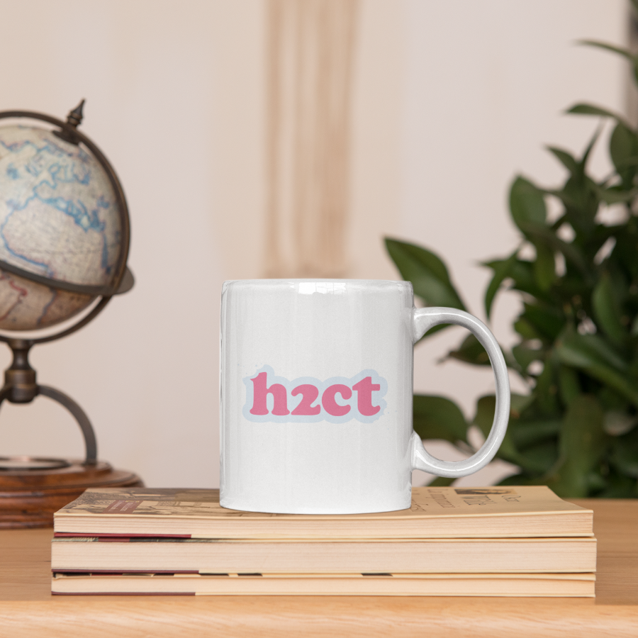 H2CT White Mug (Pink and Blue Logo)
